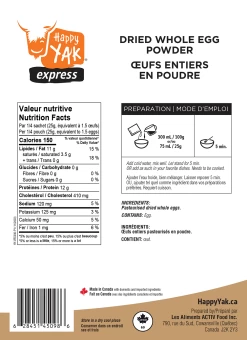 Happy Yak Dried Whole Egg Powder 6 Happy Yak Dried Whole Egg Powder -Outdoor Camping Sales good2goco happy yak dried whole egg powder oeufs entiers