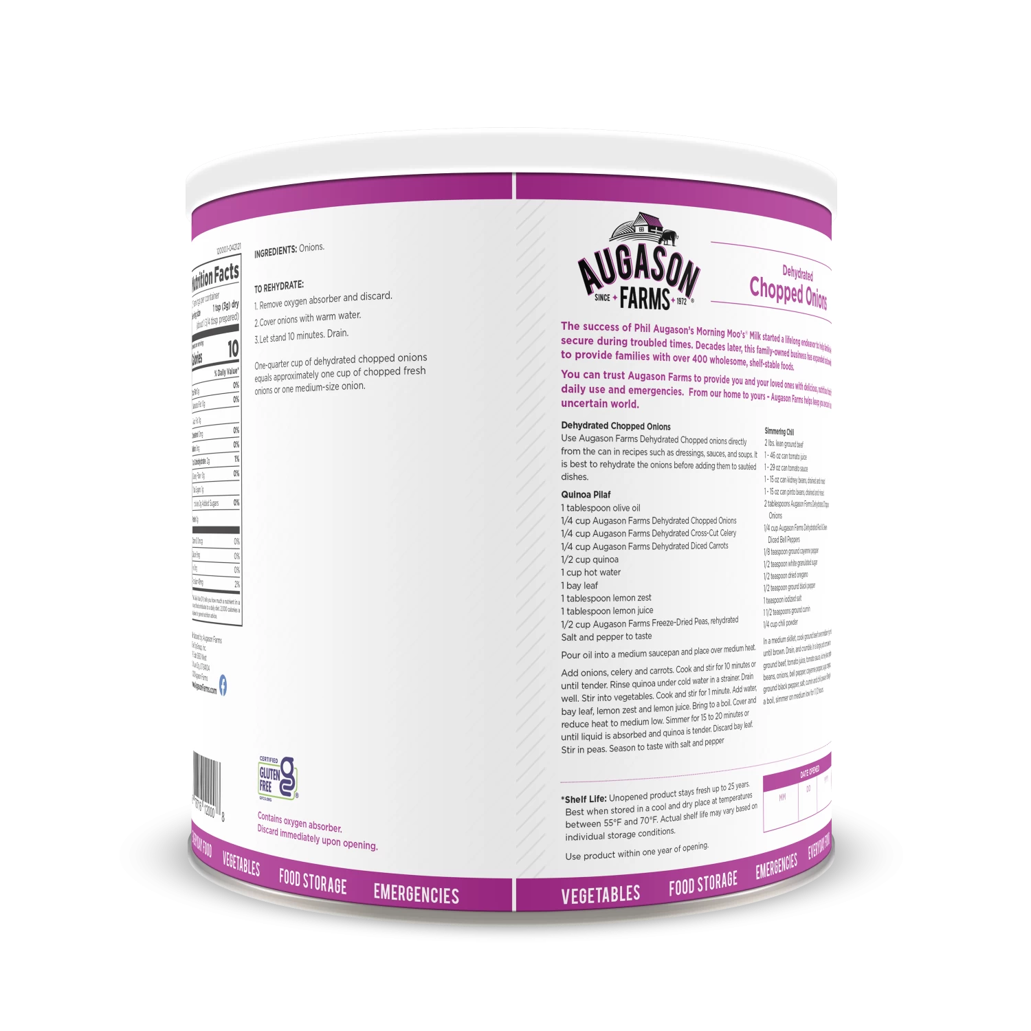 Augason Farms Dehydrated Chopped Onions #10 Can 2 Augason Farms Dehydrated Chopped Onions #10 Can - Image 2