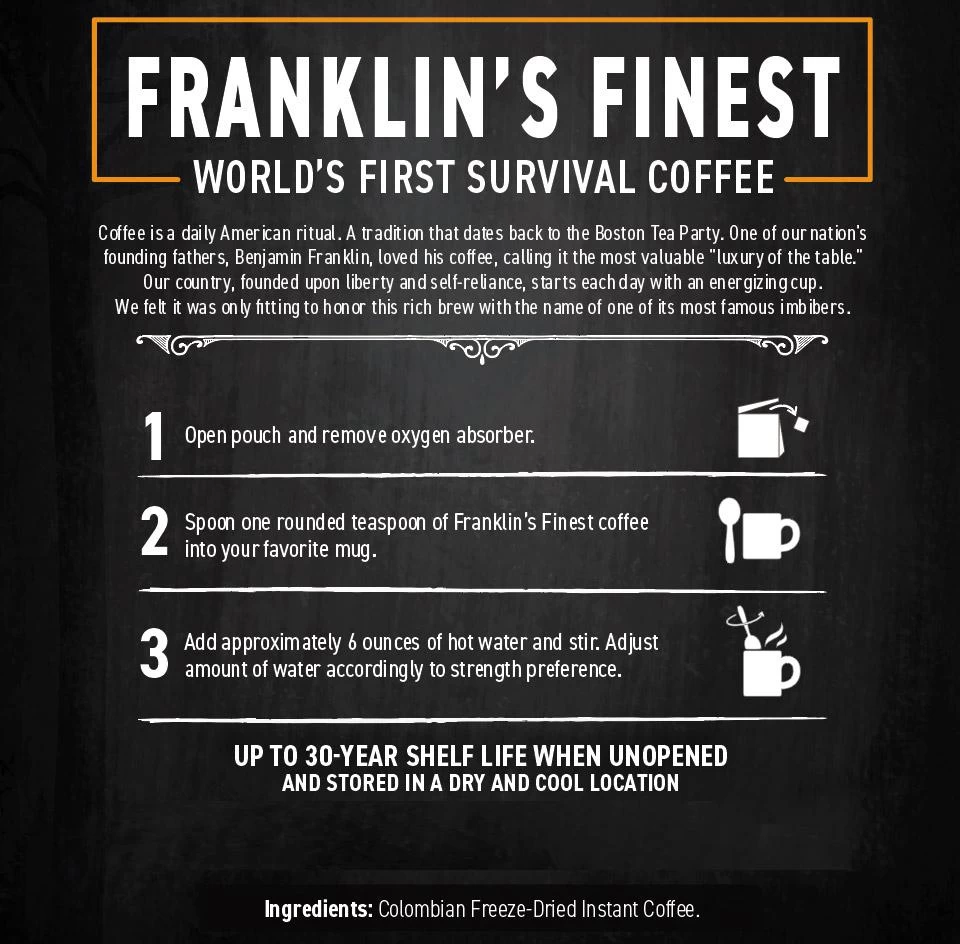 Franklin's Finest Survival Coffee (720 Servings, 1 Bucket) 8 Franklin's Finest Survival Coffee (720 Servings, 1 Bucket) - Image 8