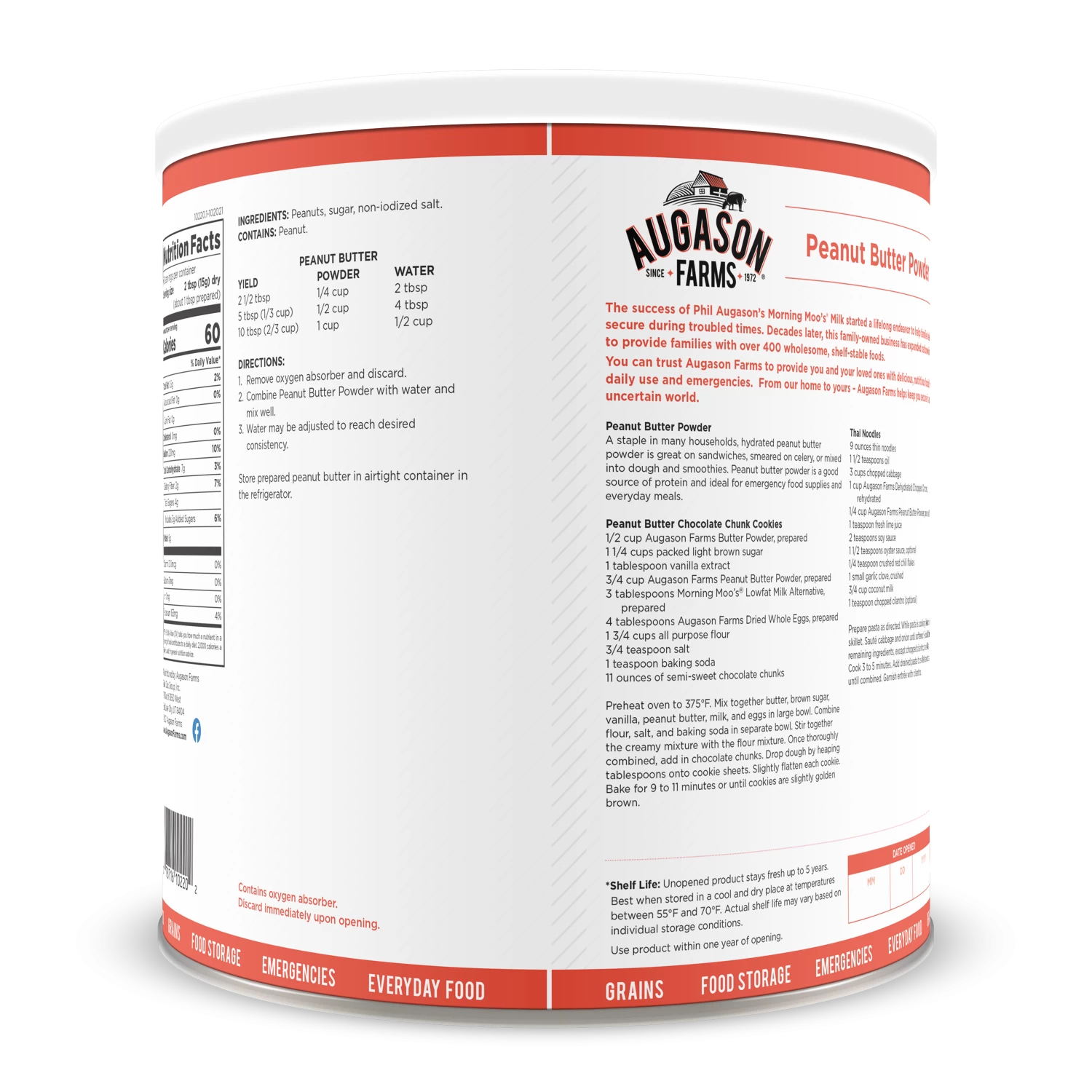 Augason Farms Dehydrated Peanut Butter Powder #10 Can 2 Augason Farms Dehydrated Peanut Butter Powder #10 Can - Image 2