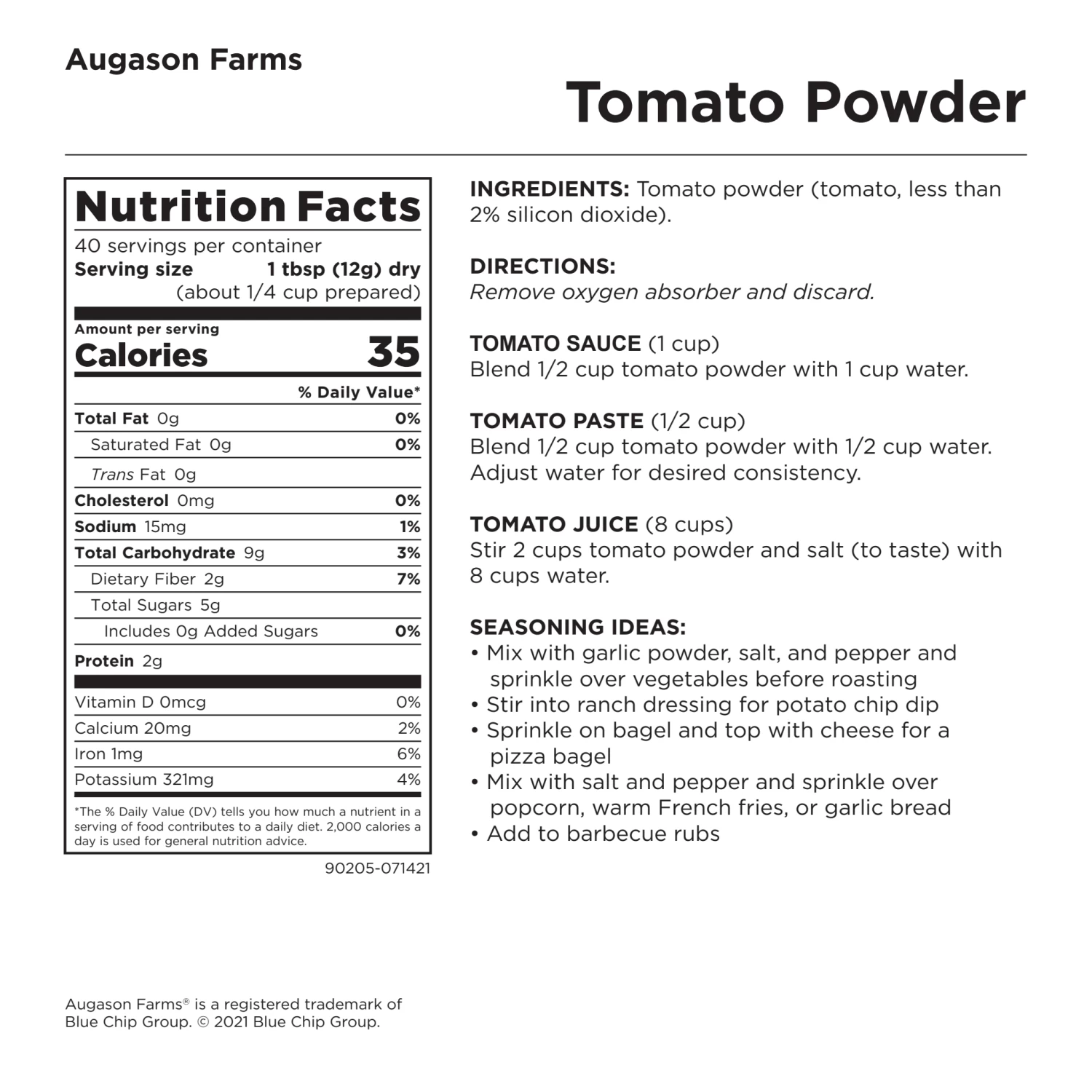 Augason Farms Tomato Powder Pouch (Single) 6 Augason Farms Tomato Powder Pouch (Single) - Image 6